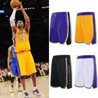 เสื้อคุณภาพสูง NBA shorts Los Angeles Lakers Elite Basketball Shorts กางเกงขาสั้นผู้ชายแห้งเร็วระบายอากาศได้ดี