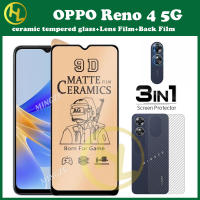 3in กระจกเทมเปอร์เซรามิก1 OPPO Reno4 5กรัม Reno 10 9 8 8T 8Z 8Pro 7 6 7Z 7SE 4Z 6Z 5K 4 3 2F/2Z 4G 5G ฟิล์มบางด้าน5G + ฟิล์มเลนส์ + ฟิล์มด้านหลัง