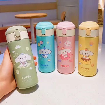 Portable 380ML Kids Thermos With Straw Cute 304 Stainless Steel