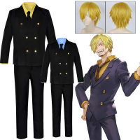 Sanji เครื่องแต่งกายคอสเพลย์อะนิเมะ VineFamily Sanji คอสเพลย์ชุดวิกผมสูทฮาโลวีนเครื่องแต่งกายสำหรับผู้ชาย