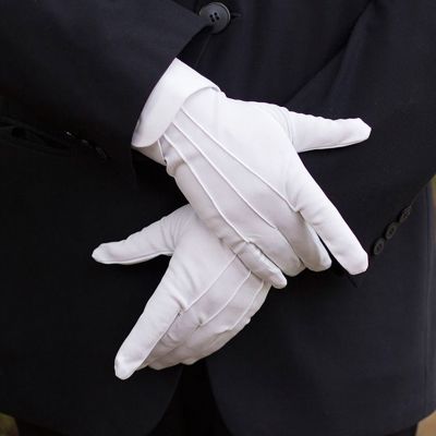 2 Pairs White Cotton Gloves Hand Moisturising Formal Cotton Gloves for Eczema Uniform Police Waiters Drivers Jewelry Inspection