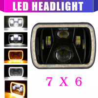 1 ชิ้น 7x6 LED ไฟหน้า Hi-Lo Beam จุดสีดำสำหรับรถจี๊ปเชโรกี XJ Wrangler YJ