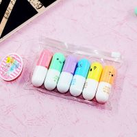 6 Pcs/lot Capsules Highlighter Vitamin Pill Shaped Mini Highlight Marker Color Pens Stationery Office School Supplies Child Gift Highlighters Markers