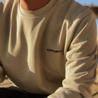 2023 New Fashion version Carhartt Carhartt embroidered letter workwear sweatshirt round neck solid color pullover loose casual long-sleeved jacket for men