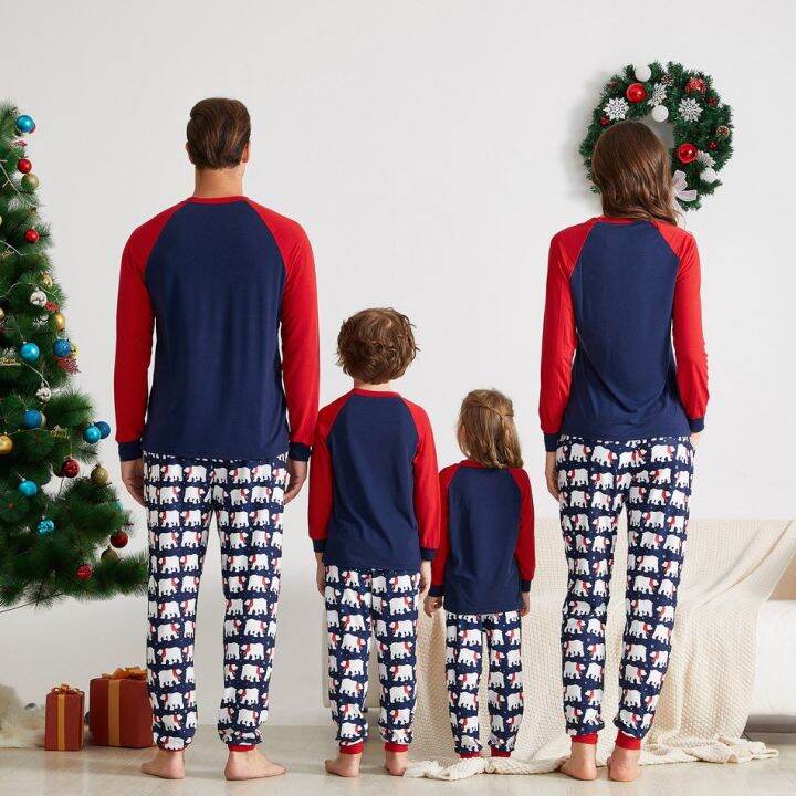 family-matching-costumes-christmas-pajamas-set-homewear-couple-girl-xmas-outfit-dad-mom-daughter-sleepwear-full-sleeve-bear