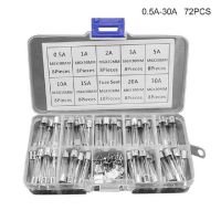 72pcs 6x30mm Fast-blow Glass Fuses Quick Blow Car Glass Tube Fuses Assorted and 10pcs fuse seat 6*30 home fuse with box Electrical Circuitry Parts