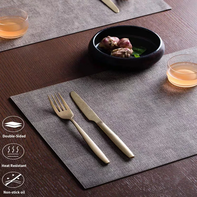 Placemats Set of 4 Washable Faux Linen Thick Table Placemats Heat