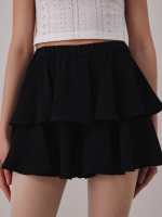 Cider กางเกงกระโปรงผู้หญิง กระโปรงแฟชั่นผู้หญิง ลุคสตรีท สไตล์Y2KSolid Ruffle Tiered Mini Skort