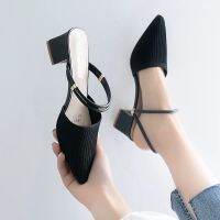 New Women Casual Sandals Pointed toe Fashion shoes 尖头粗跟单鞋包头中跟女凉鞋