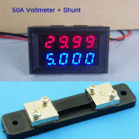 เครื่องทดสอบมิเตอร์วัดแรงดันกระแสไฟฟ้า4บิต DC 0-200V 100A 50A 10A ขนาด0.56 "นิ้ว LED แอมมิเตอร์ + จอแสดงผลแบบคู่