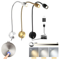 Wall Lamp Sconces Clamp Light 3W Bedroom Lamp OnOff Switch White Silver Black Flexible Gooseneck Home Bedside Reading Lights