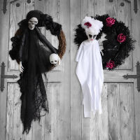 Outdoor Horror Garland Halloween Hanging white Ghosts wall decorations skeleton door wreath for Halloween Ghost Party Decoration