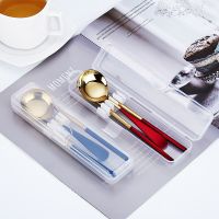 304 Stainless Steel Cutlery Set Travel Portable Spoon Chopsticks With Box Student Adult Tableware Dinnerware Kitchen Accessories Flatware Sets