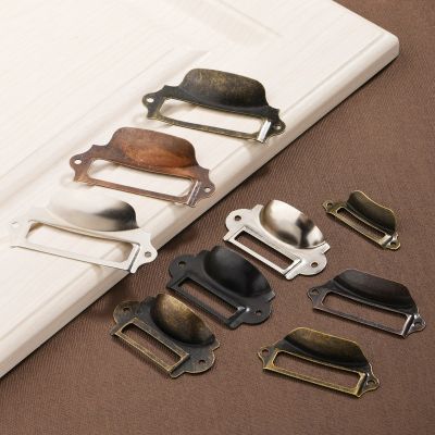 【CW】 10PCS Antique Label Handles File Name Card Pull Frame Metal Knob for Door Drawer Cabinet Wardrobe Hardware Accessories