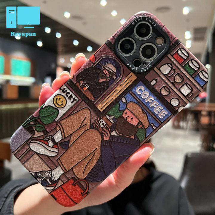 ออกแบบภาพวาดสีน้ำมันนิ่มเคสโทรศัพท์แนวเรโทรใช้ได้กับ-iphone-14-13-12-11ซีรีส์