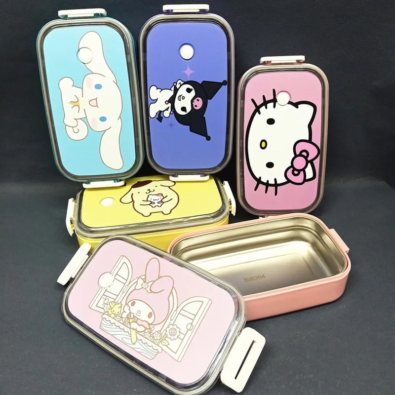 1-2l Sanrios Kawaii Hello Kittys My Melody Cinnamoroll Cartoon Divided Lunch  Box Cute Bento Box Student Divided Lunch Box