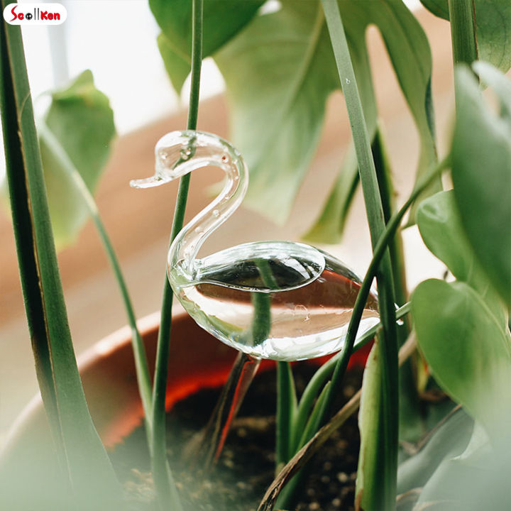 scottk-อุปกรณ์รดน้ำแก้วอัตโนมัติตกแต่งรูปหงส์สปริงเกอร์ในสวนสำหรับ-houseplant-รดน้ำ