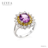 Lenya Jewelry แหวนเงินแท้ 925 ประดับอัญมณีแท้ ล้อมรอบด้วยอัญมณีเม็ดเล็ก หรูหราดูดี