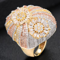 GODKI Jimbora Brand Unique Delicate Big Flower Ring for Women Girl Daily Shiny Charm Fashion Finger Rings Jewelry Bridal Wedding