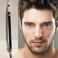 ดินสอเขียนคิ้วผู้ชายกันน้ำสีน้ำตาลเข้มธรรมชาติพร้อมหัวฟองน้ำและกบเหลาในตัว Mens Eyebrow