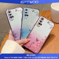 EPTWOO สำหรับ Huawei Nova 11 10 10SE 8 8SE 7 7SE 7i 5T 5 4 3i 3 Y9 PRIME 2019 Y9S Y7A เคสโทรศัพท์Electroplated Secret Gardenรูปแบบปลอกกันกระแทกใสนุ่มTPUฝาหลังBling GlitterกระดาษMM-08