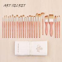 ArtSecret ชุดแปรงทาสีศิลปินมืออาชีพ24ชุดแปรงทาสีผู้ใหญ่เหมาะสำหรับผ้าใบสีน้ำในกระเป๋าผ้าใบ