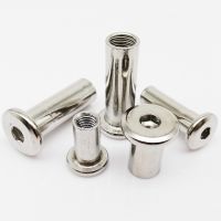 1/10pcs M3 M4 M5 304 Stainless Steel Large Flat Hex Hexagon Socket Head Furniture Rivet Connector Insert Joint Sleeve Cap Nut