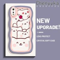 เคส Chenyyka สำหรับ Realme 3 Pro Realme 3i เคสลายการ์ตูนลูกสุนัขสุดสร้างสรรค์ลายคลื่นเคสมือถือโปร่งแสงแฟชั่นน่ารักปลอกซิลิโคนนิ่มป้องกันเลนส์กล้องเคสกันกระแทกแบบใส