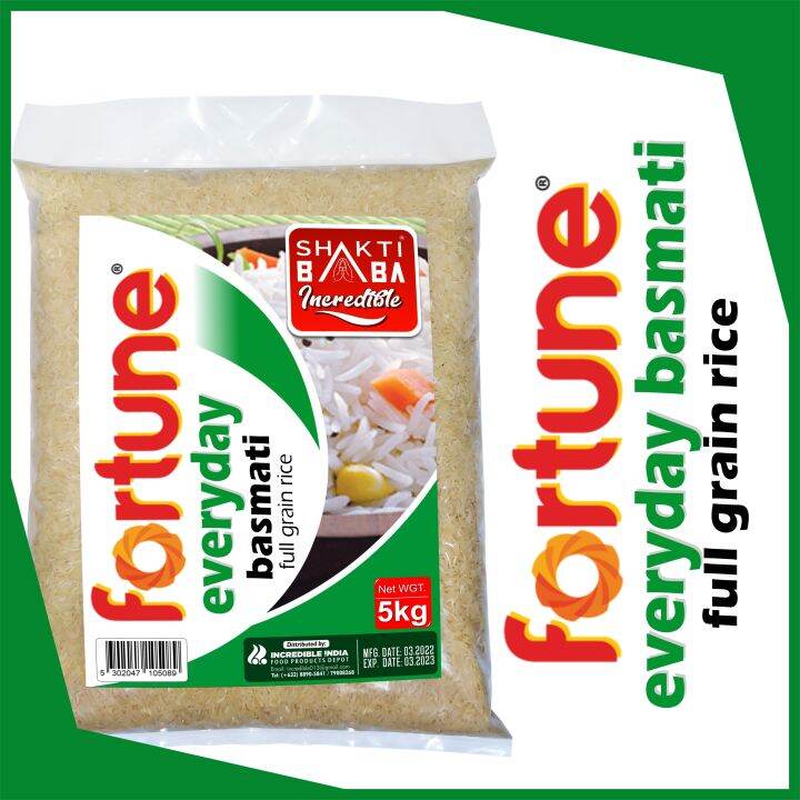 Shakti Baba Fortune Everyday Basmati Full Grain Rice in Pouch 5kg Promo