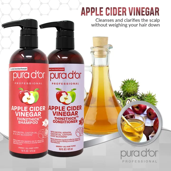 PURA D'OR Apple Cider Vinegar Thin2Thick Set Shampoo Conditioner for