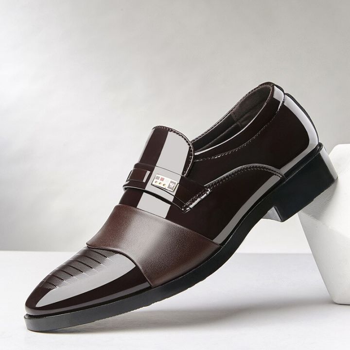 รองเท้าหนังของผู้ชายสีดำสุดหรูสำหรับอ๊อกซฟอร์ดทางการแต่งงานขนาดพลัสไซส์38-48รองเท้าสวมใส่ในสำนักงานธุรกิจสวมใส่สบายรองเท้าชุดเดรส