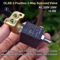 Italy OLAB SERIE 9000 AC230V 2-Position 3-Way Mini brass Electric Solenoid Valve For Coffee Machine Steam Water screw compressor Valves