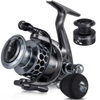 ZZOOI Sougayilang Fishing Reel Weight Ultra Smooth Aluminum Spinning Fishing Reel with Free Spare Graphite Spool for Saltwater Pesca