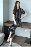 Summer temperament wonmen goddess fan pants suit female fashion 2-piece