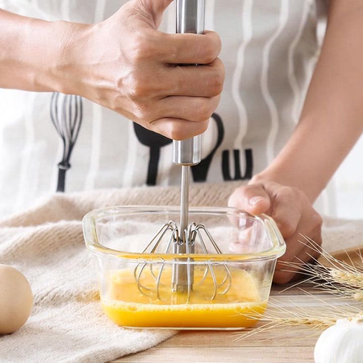 1PC Egg Beater Hand Pressure Semi-automatic Egg Beater Stainless
