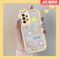 JIUMOO เคส A04s ปลอกสำหรับ Samsung 5G,ดอกไม้น่ารักลายการ์ตูนสัตว์ประหลาดตัวเล็กกรอบรูปโบว์นิ่มกันกระแทกทนต่อการขีดข่วนเคสเคสโทรศัพท์โปร่งใสเลนส์กล้องถ่ายรูปซิลิกาเจลปกป้อง