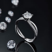 [COD]S925 แหวน Moissanite สี่ก้ามปูขนาดเล็กประดับเพชรสองแขนสีเงินแหวนเพชรปากปิดดีไซน์เฉพาะสำหรับผู้หญิง