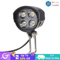 ABS ไฟฟ้าจักรยาน4ไฟหน้ารถมอเตอร์ไซค์แบบ LED 12W กันน้ำพร้อมฮอร์นสำหรับขับรถ