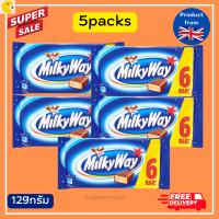 เซ็ต5แพ็ค Milky Way 6 Bars 129g มิลค์กี้เวย์ ช็อกโกแลตนมสอดไส้ครีม บรรจุ 6 แท่ง 129กรัม ช็อกโกแลต ช็อคโกแลตแท้ dark