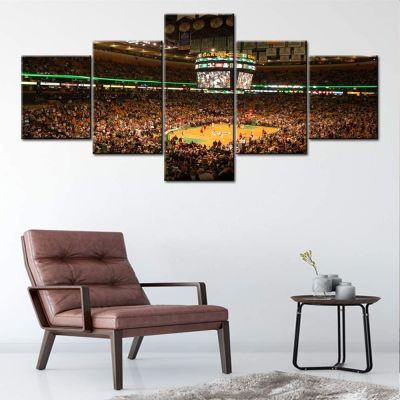 5 Panel Basketball Boston Celtics Boston TD Banknorth Garden Arena 5 Pieces Wall Art Poster HD Print No Framed Room Decor