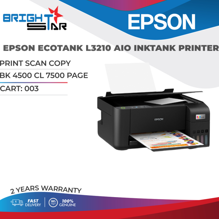 EPSON ECOTANK L3210 AIO INKTANK PRINTER / PRINT SCAN COPY / BK 4500 CL ...