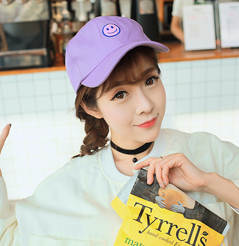 cap-smile-หมวกแฟชั่นสไตล์เกาหลี-ลายปัก-hat-ราคาถูก-พร้อมส่ง