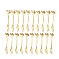 20Pcs Stainless Steel Flatware Fruit Fork Dinnerware Appetizer Snack Dessert Fork Kitchen Tableware Leaf Shape