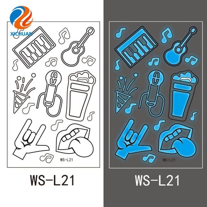 xichuan-สติ๊กเกอร์ติดสติกเกอร์รอยสัก76x120มม-สติ๊กเกอร์ติดหน้าสติกเกอร์รอยสักเรืองแสงงานรื่นเริงทันสมัยสำหรับไนท์คลับหรือไนท์คลับ