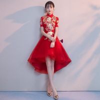 ☈♗☎ Traditional Chinese Bride Wedding Red Qipao Dress Improved Women Embroidery Flower Cheongsam Vestidos Elegant Slim Qipao XS-XXL