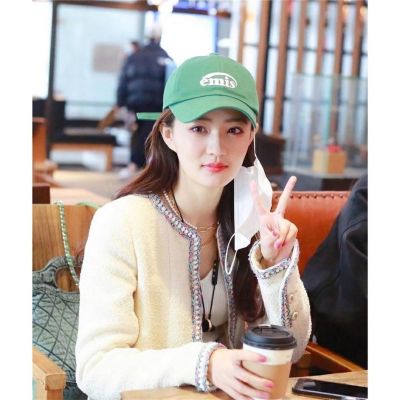✳﹊ South Korea emis Xu Ludi li hot and popular logo with paragraph soft hat female letters baseball cap cap big head circumference