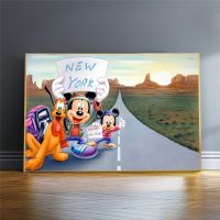 Luxury Art Mickey Mouse สวัสดีปีใหม่พิมพ์โปสเตอร์สำหรับห้องนั่งเล่นและของขวัญเด็ก