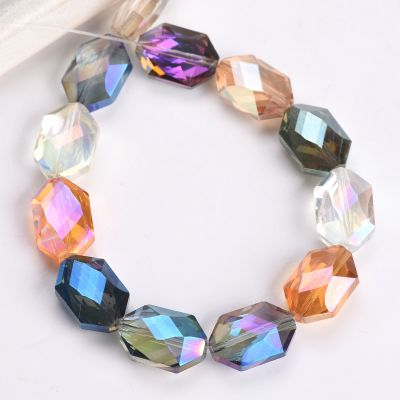 10pcs 18x12mm Hexagon Oval Faceted Crystal Glass Prism Loose Crafts Beads for Jewelry Making DIY Curtains