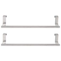 2 Pcs Stainless Steel over Door Towel Rack, Bar Holders Fit for Cabinet Cupboard Doors to Hold Hand and Dish Towels