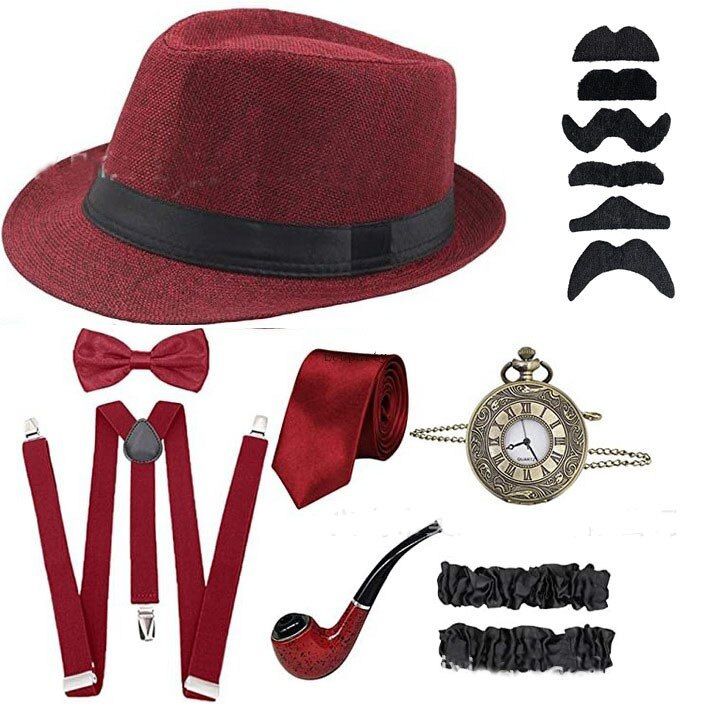 20S Party Great Gatsby Cosplay Costume 1920S Mens Gangster Accessories ...